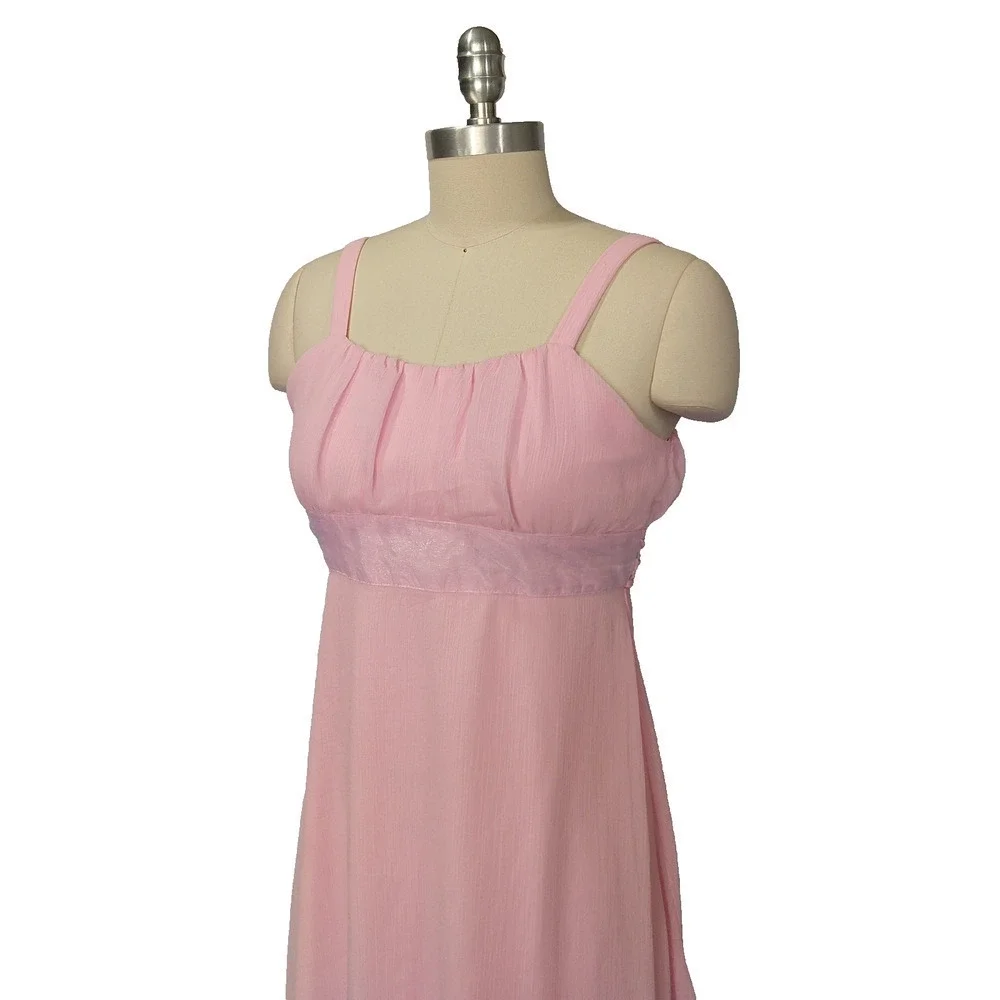 Vintage Y2K Pink Fairy Dress Size M Sleeveless Milkmaid Tie Back Fairycore 2000s